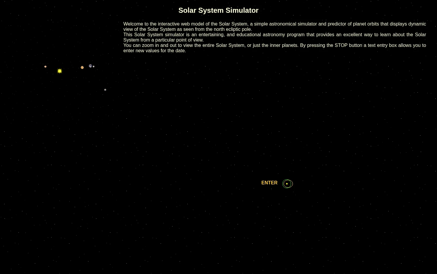 Solar System Simulator 页面快照